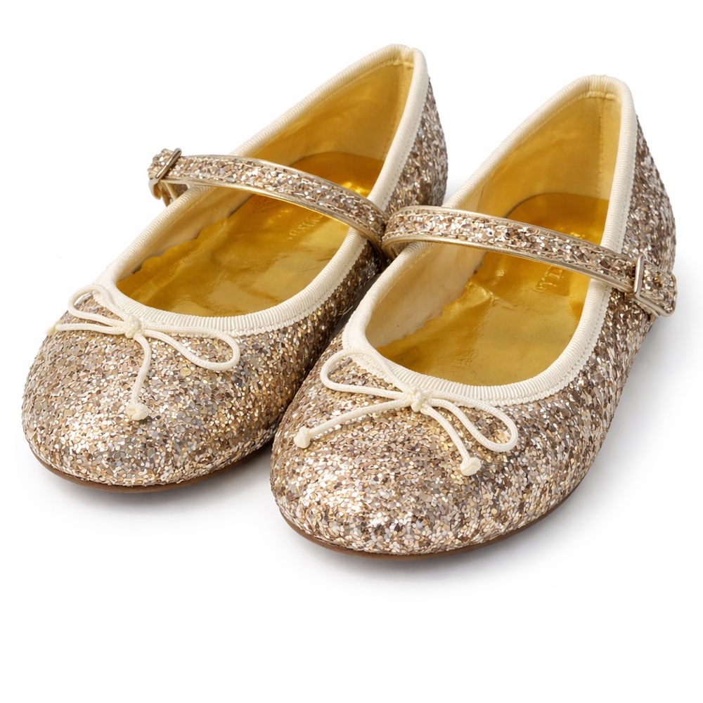 J. Crew Girls' Glitter Mary Jane in Metallic Gold